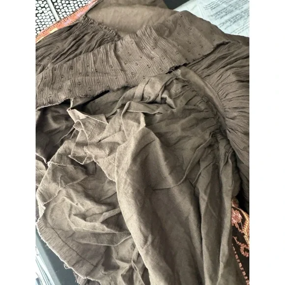 Free People Day Glow Embroidered Mini Dress Bitter Olive Brown XS Boho festival - Picture 6 of 7